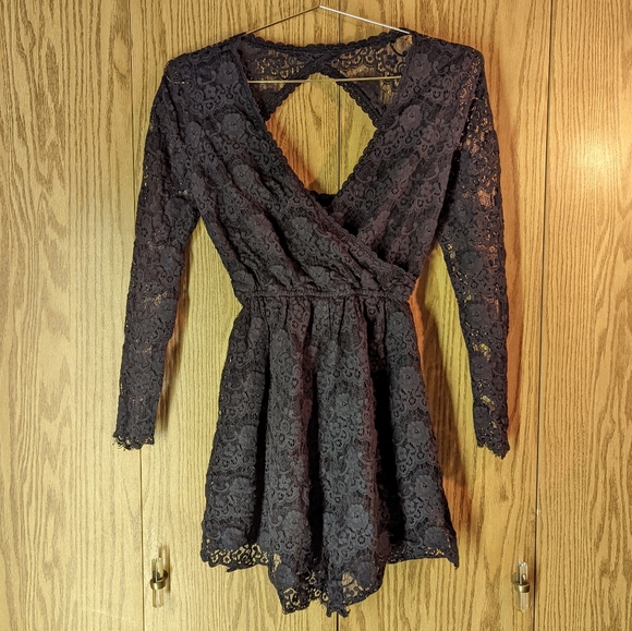 COPY - A+F Collection Lacy Little Black Dress sz Small - Picture 2 of 7